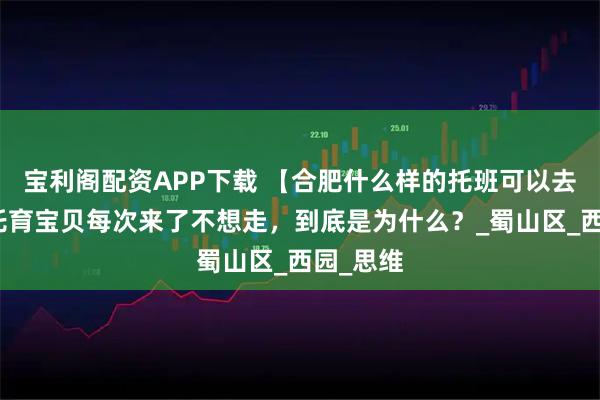 宝利阁配资APP下载 【合肥什么样的托班可以去】这家托育宝贝每次来了不想走，到底是为什么？_蜀山区_西园_思维